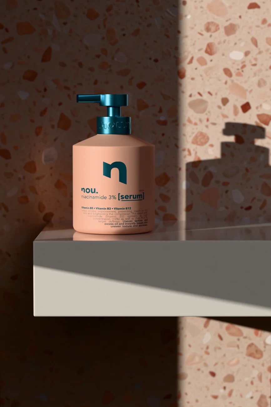 NOU. niacinamide serum in aluminium packaging